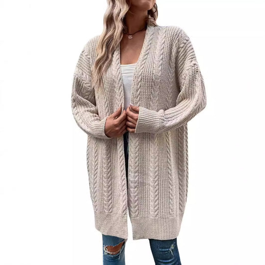 Damen Grobstrick Cardigan mit weitem Schnitt und strukturierter Optik Heidi-Mode
