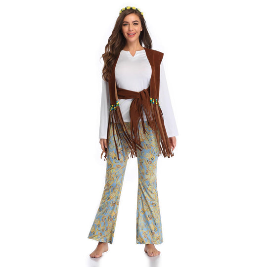 Herren Kostüm im Wildwest-Stil mit fransigem Weste und bunten Hosendetails Heidi
