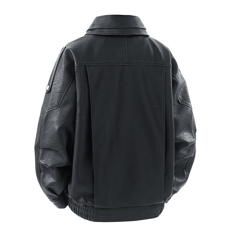 Damen modische Kunstlederjacke mit hohem Kragen und praktischen Seitentaschen Heidi-Mode