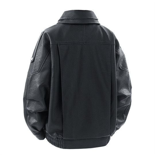 Damen modische Kunstlederjacke mit hohem Kragen und praktischen Seitentaschen Heidi-Mode
