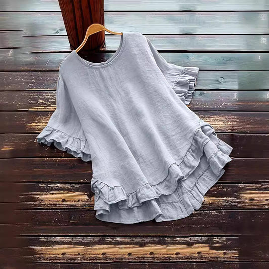Damen lässiges Oberteil mit Rüschendetails und weit geschnittenem Design Heidi-Mode