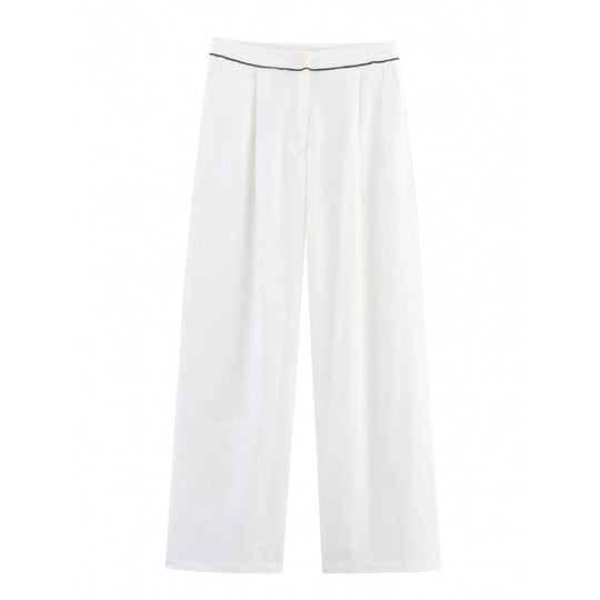 Damen weite Hochkannt-Hose mit eleganter Bundverzierung Heidi-Mode