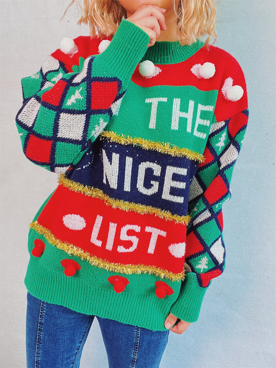 Damen festlicher Pullover mit weihnachtlichem Design und verspielten Details Heidi-Mode