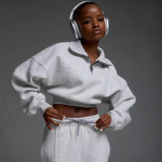 Damen lässiges und oversized Sweatset mit Reißverschluss Heidi-Mode