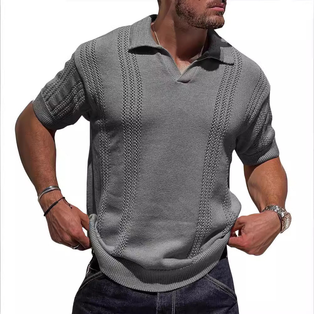 Heidi Mode | Hohles POLO-Shirt mit V-Ausschnitt