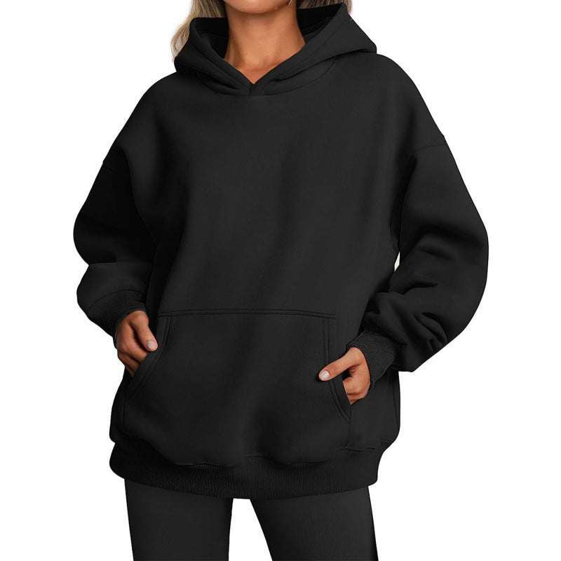 Damen Übergrößen Kapuzenpullover mit praktischen Taschen undlässigem Schnitt Heidi-Mode