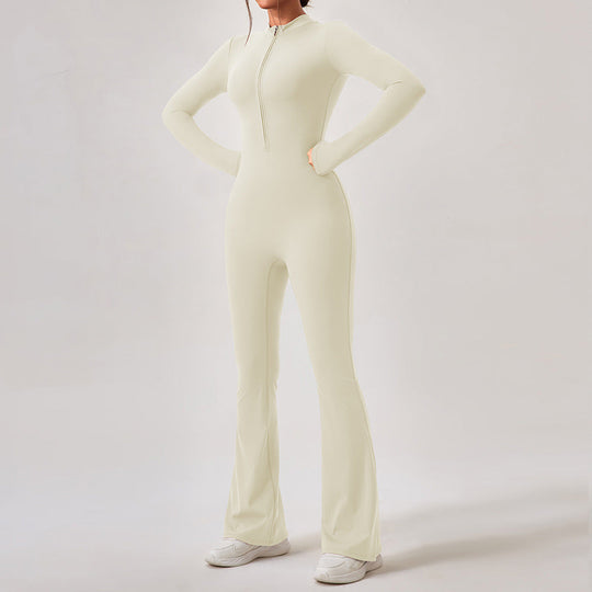 Heidi-Mode | Langärmlige Reißverschluss Hose Slim Fit Frauen Ein Stück Hüfthebende Sportbekleidung