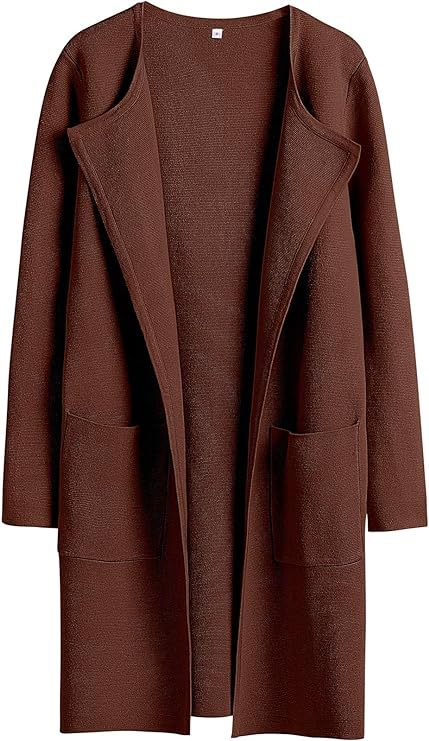 Damen Oversized Strickmantel mit offenen Fronten und praktischen Taschen Heidi-Mode