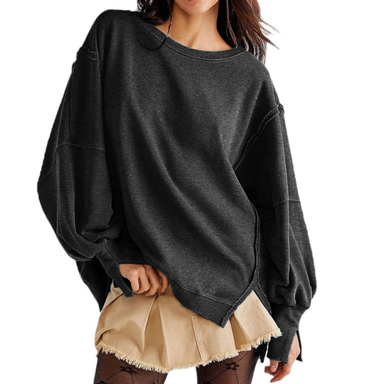 Damen Oversized Sweatshirt im entspannten Stil mit auffälligen Puffärmeln Heidi-Mode