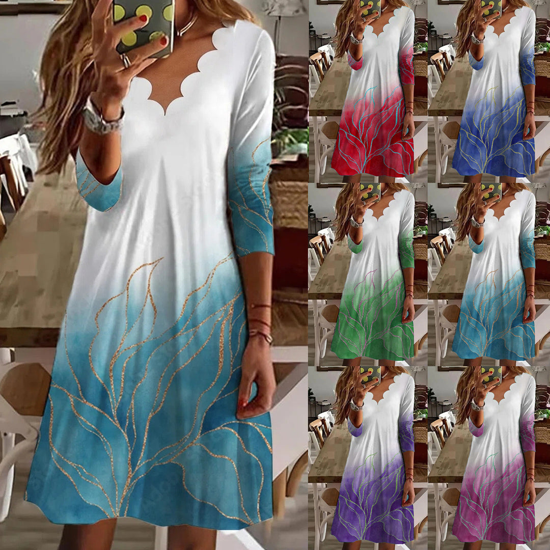 Damen Boho Maxikleid mit Wellenmuster und eleganter Ausschnittgestaltung Heidi-Mode