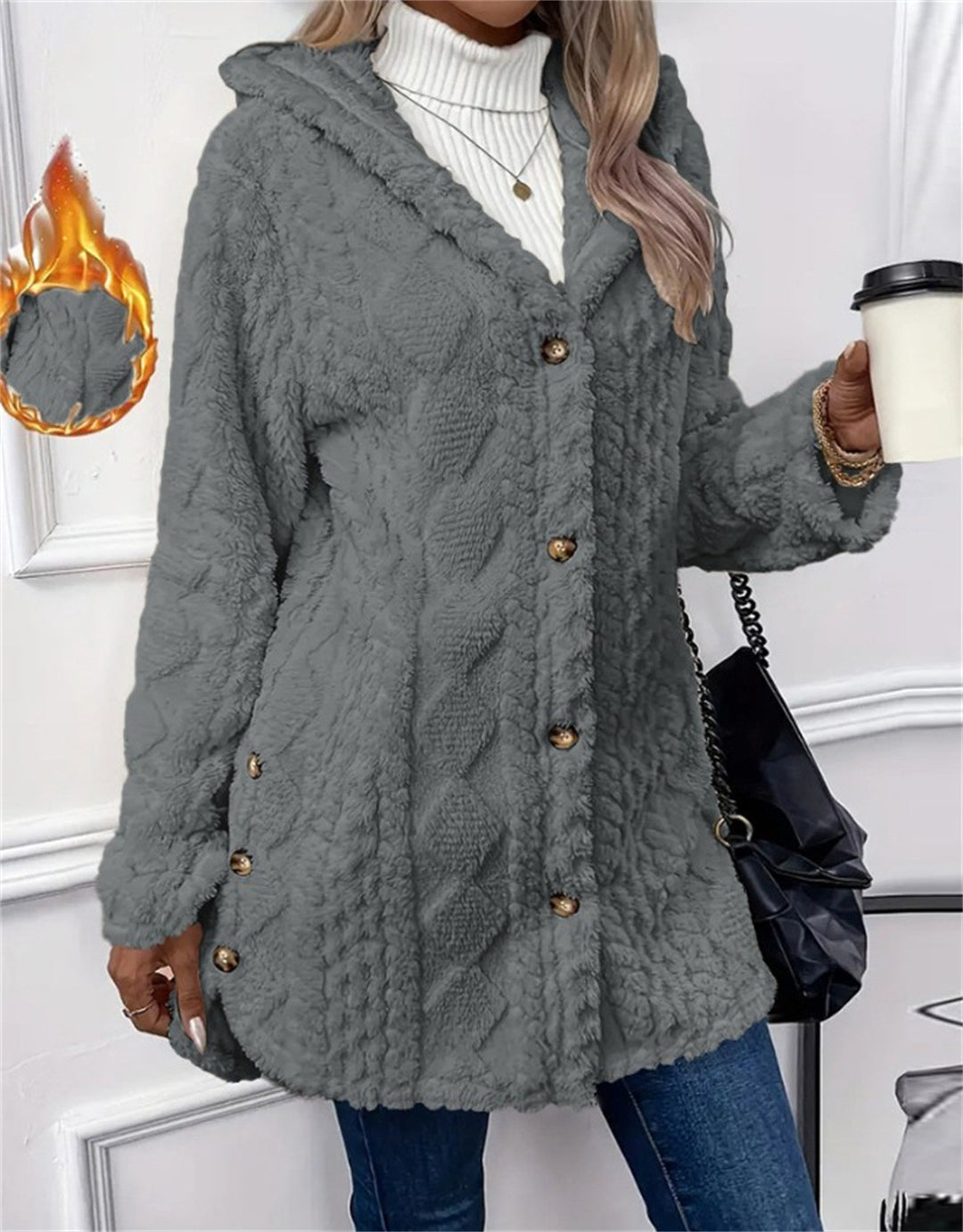 Damen Kuschelige Oversized Jacke Heidi-Mode