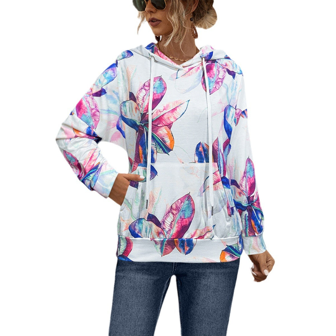 Damen Hoodie mit floralem Design und praktischer Bauchtasche Heidi-Mode