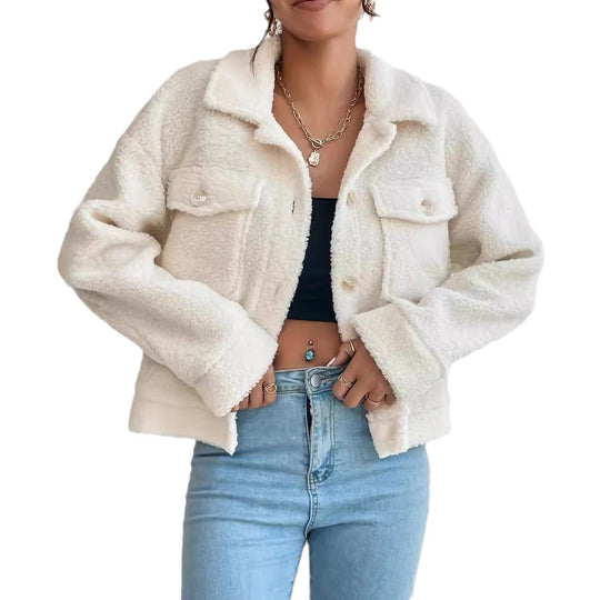 Damen Kuschelige Fleecejacke im stylishen Design mit Taschen Heidi-Mode
