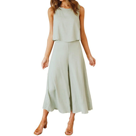 Damen Jumpsuit mit fließendem Schnitt und weitem Bein Heidi-Mode