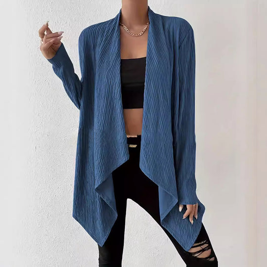 Damen Langärmlige Strickjacke mit strukturiertem Design und offenem Schnitt Heidi-Mode