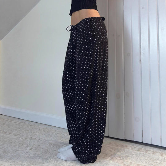 Damen Weite Hosen mit elastischem Bund und stilvollem Punktmuster Heidi-Mode