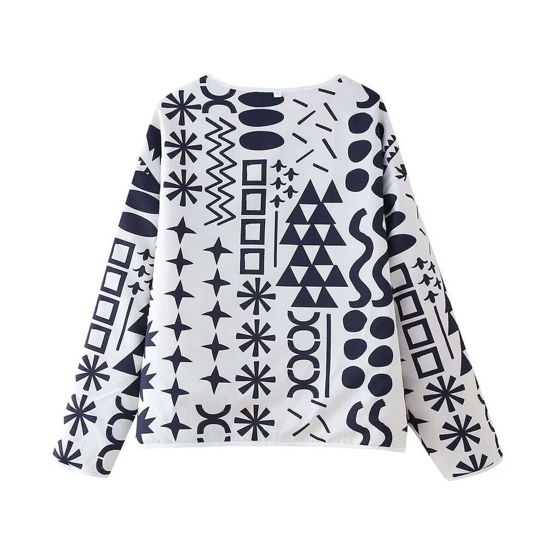 Damen Sportjacke mit modernem geometrischem Muster und leichtem Material Heidi-Mode