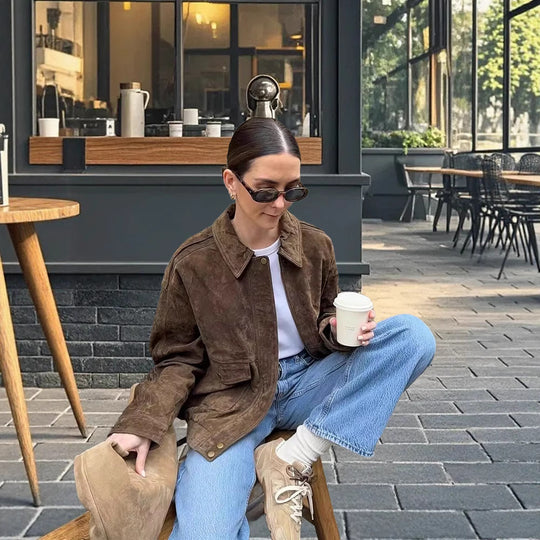 Damen Modische Wildlederjacke im lässigen Stil Heidi-Mode