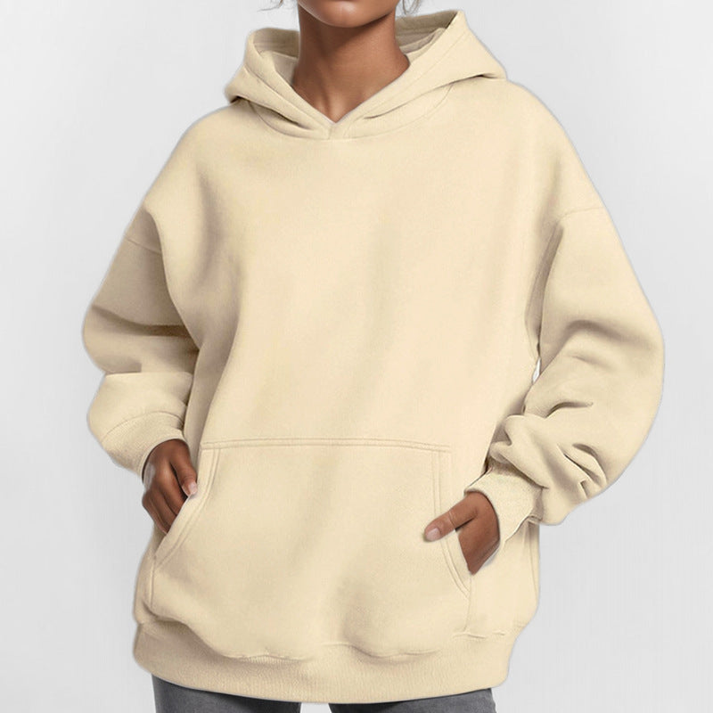 Damen Lockere Kapuzenpullover aus weichem Fleece mit Kängurutasche Heidi-Mode