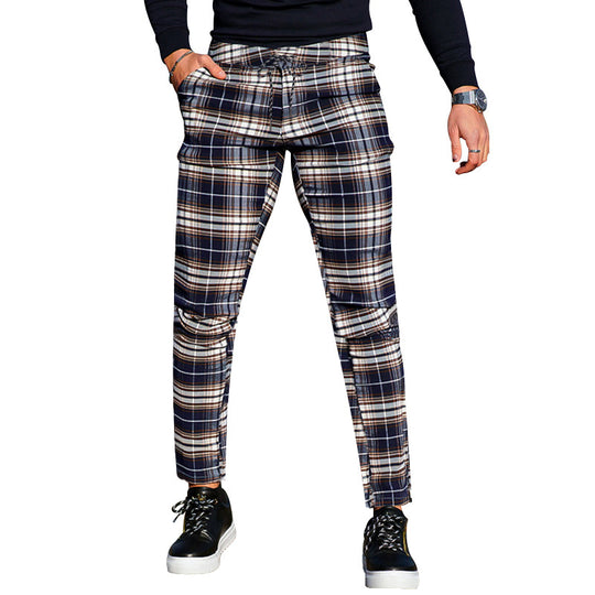 Herren Cargo-Hose mit modischem Karomuster und elastischem Bund Heidi-Mode
