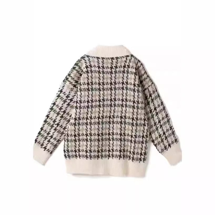Damen Gemusterter Cardigan mit Knopfleiste und V-Ausschnitt Heidi-Mode