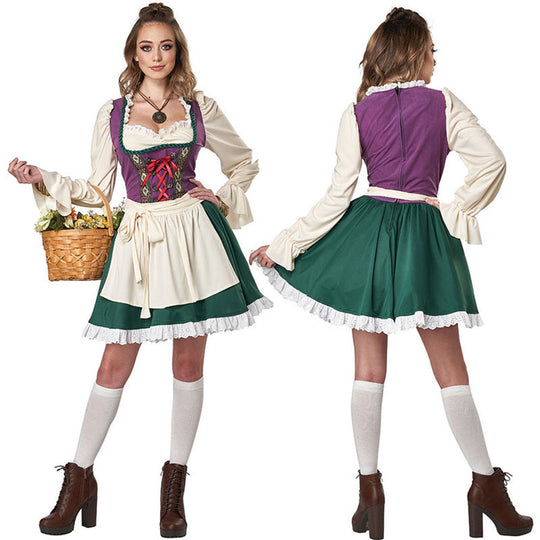 Damen Trachtenkleid mit romantischen Rüschendetails und elegantem Gürtel Heidi