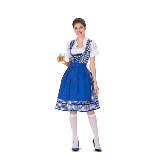 Damen Trachtenkleid mit romantischen Karomustern und verspielten Rüschen Heidi