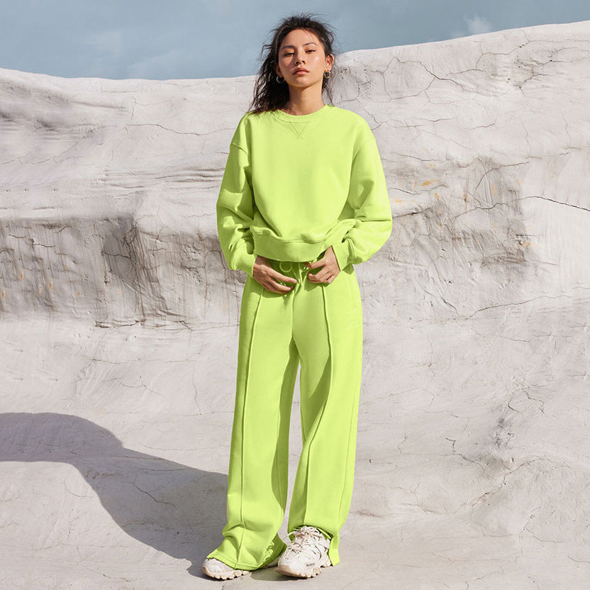 Damen bequemer Sportanzug mit lässigem Schnitt und hohem Bund Heidi-Mode