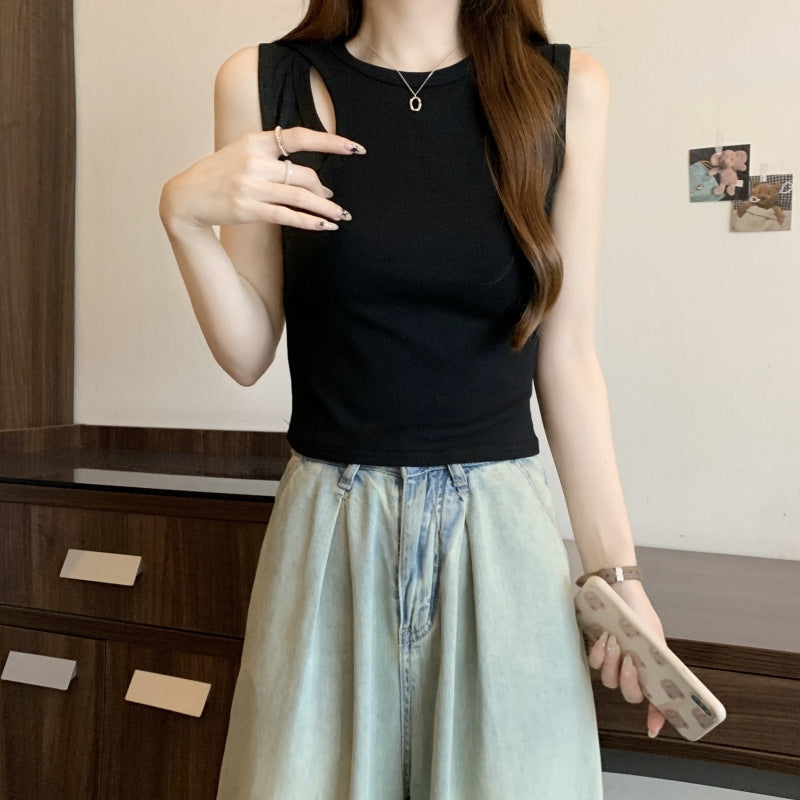Femme Cut-Out Schulter Crop Top Heidi-Mode