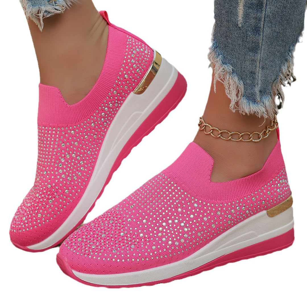 Damen Glitzernde Slip-On Sneakers mit bequemer und dämpfender Sohle Heidi-Mode