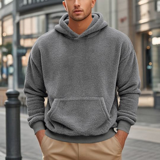 Herren übergroßer Fleece-Hoodie mit Kängurutasche und gemütlichem Schnitt Heidi-Mode