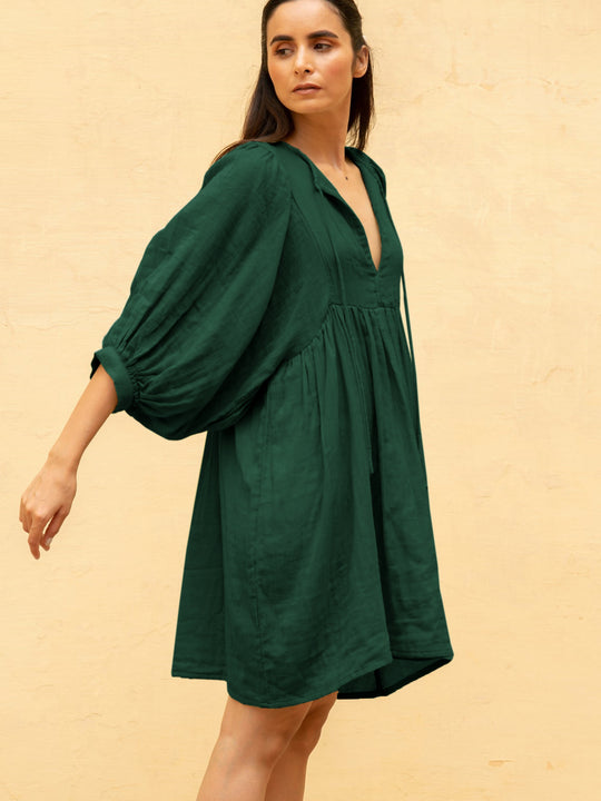 Heidi Mode | Sommer Frauen solide Farbe große Größe Laterne Ärmel Kleid