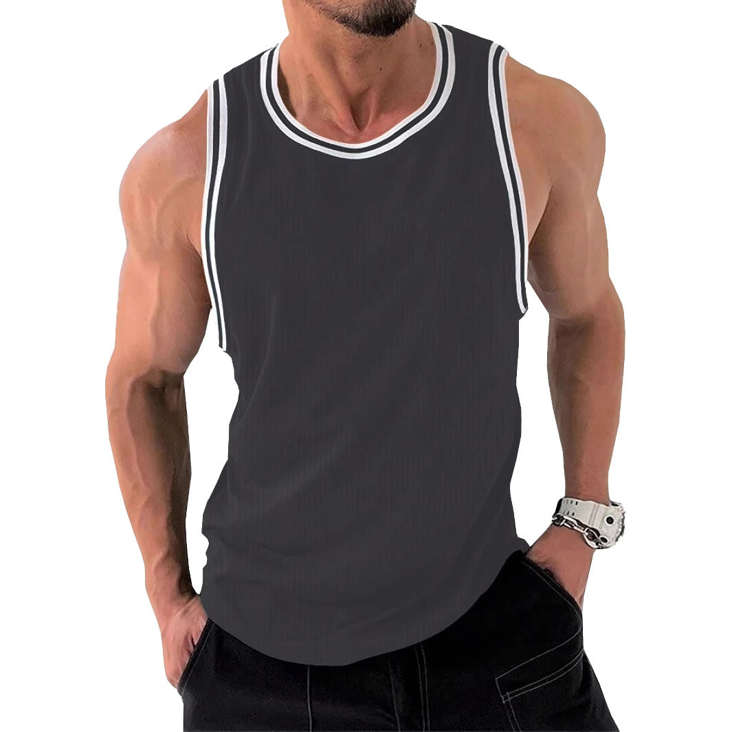 Herren Sportliches ärmelloses Tanktop mit atmungsaktivem Material und modernem Rippendesign Heidi-Mode