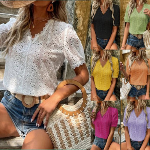 Damen Bluse mit Lochstickerei Heidi-Mode