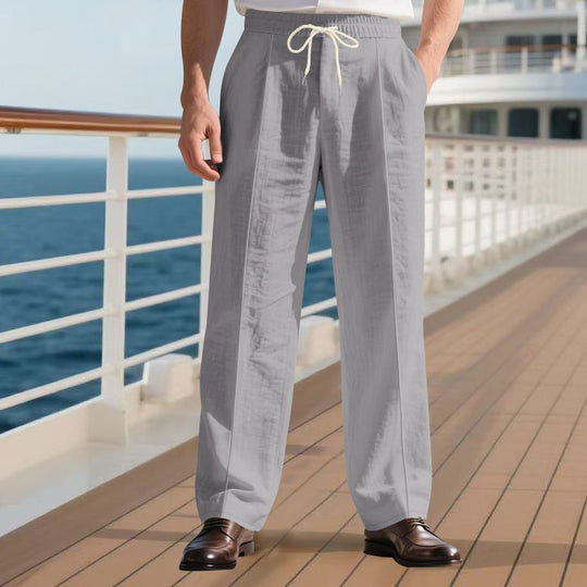 Herren elegante Freizeithose mit verstellbarem Kordelzug und atmungsaktiver Struktur Heidi-Mode