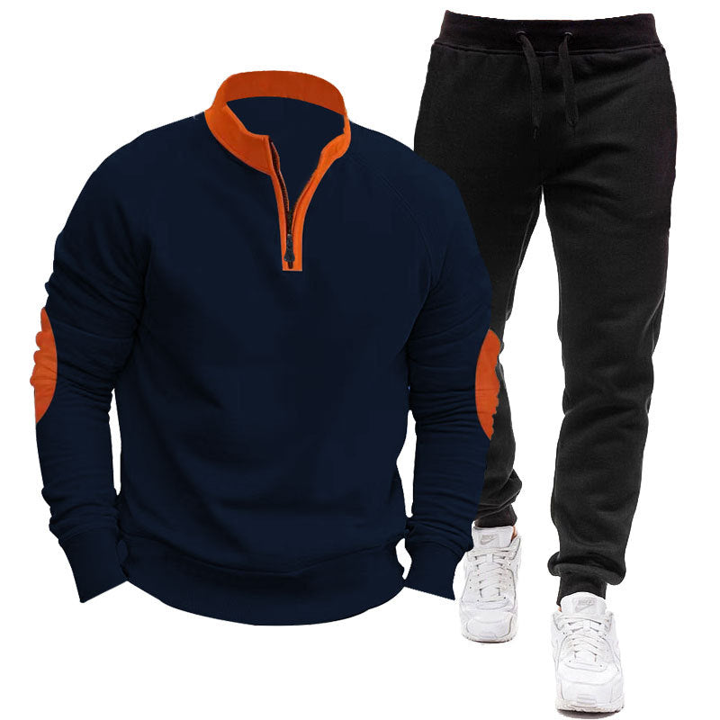 Herren Sportliches Hoodie- und Jogginganzug-Set mit kontrastierenden Ärmelakzenten Heidi-Mode