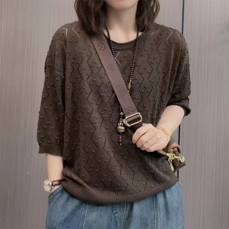 Damen Feinstrickpullover mit dekorativem Strukturdesign und lässigem Schnitt Heidi-Mode