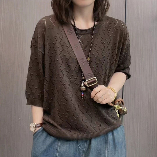 Damen Feinstrickpullover mit dekorativem Strukturdesign und lässigem Schnitt Heidi-Mode