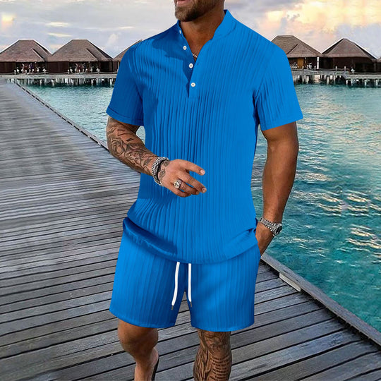 Herren stilvolle Kurzarm Polohemd und Shorts Set Heidi-Mode
