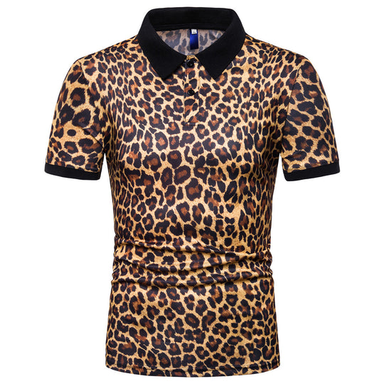 Herren Polo-Shirt mit aufregendem Leopardenmuster und modernem Schnitt Heidi-Mode