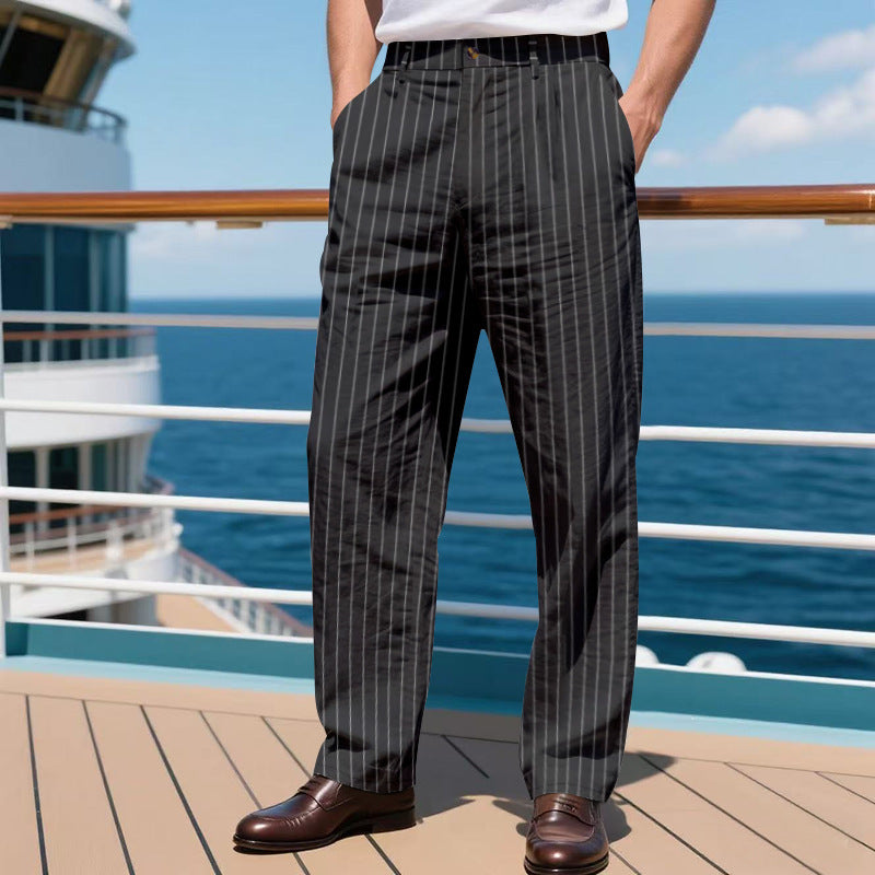 Herren elegante Anzughose mit schmalen Nadelstreifen Heidi-Mode