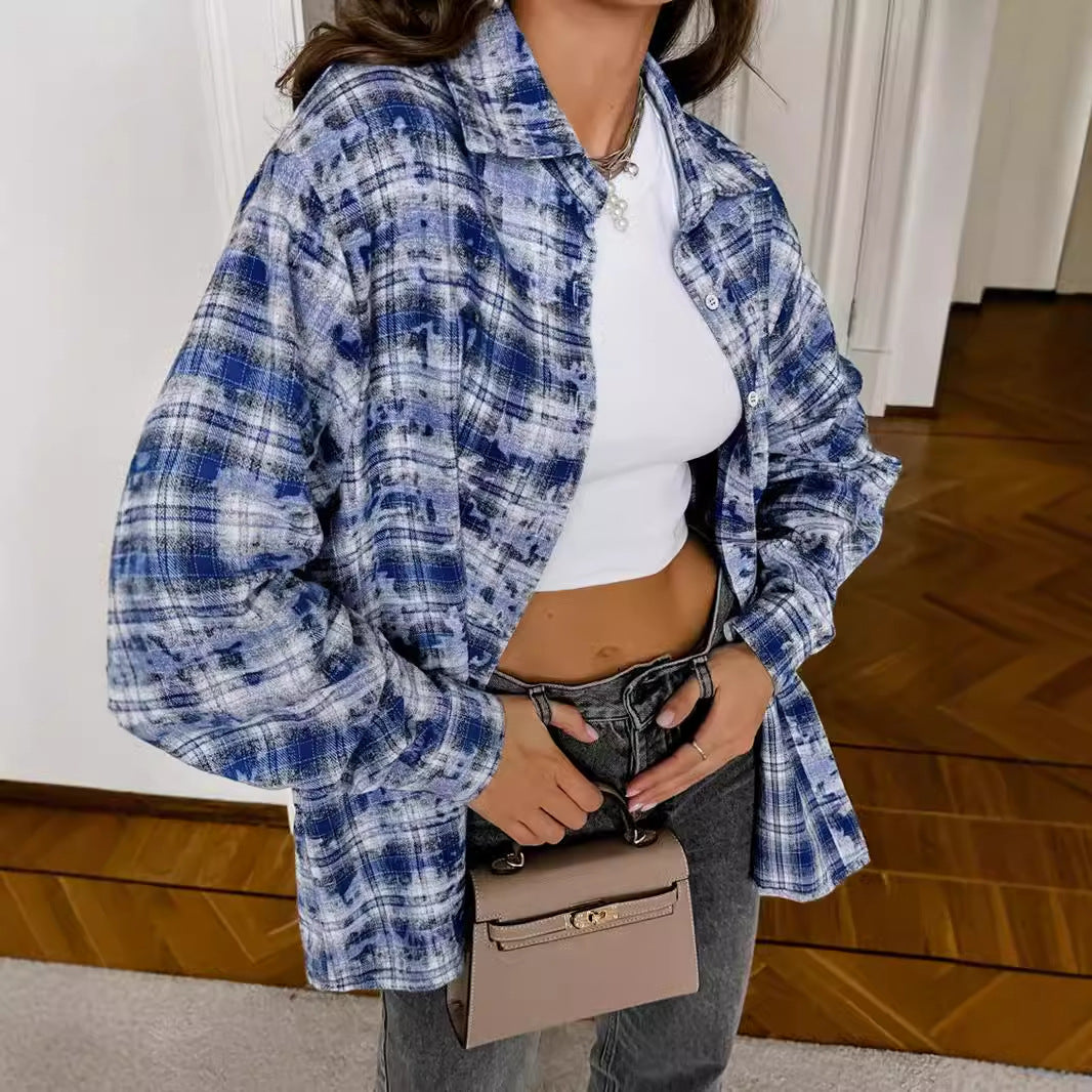 Damen Karierte Overshirtjacke Heidi-Mode