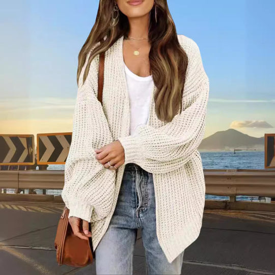 Damen Grobstrick Cardigan mit weitem Schnitt Heidi-Mode