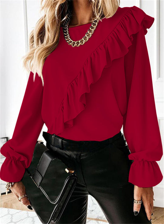 Damen Bluse mit voluminösen Rüschen Heidi-Mode