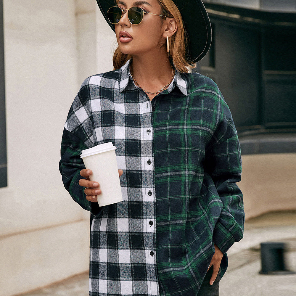 Damen lässige Flanellhemdjacke mit Karomuster Heidi-Mode