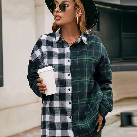 Damen lässige Flanellhemdjacke mit Karomuster Heidi-Mode