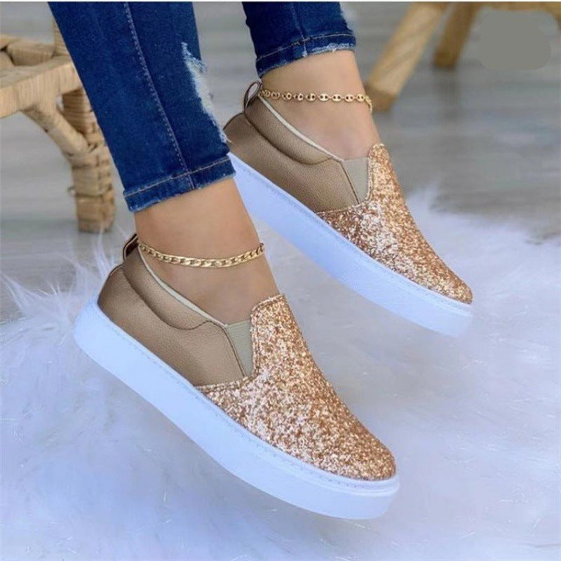 Damen Glitzer Slip-On Sneakers mit modischem Design und bequemem Fußbett Heidi-Mode