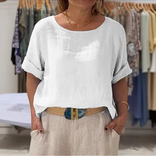Damen lässige Leinenbluse Heidi-Mode