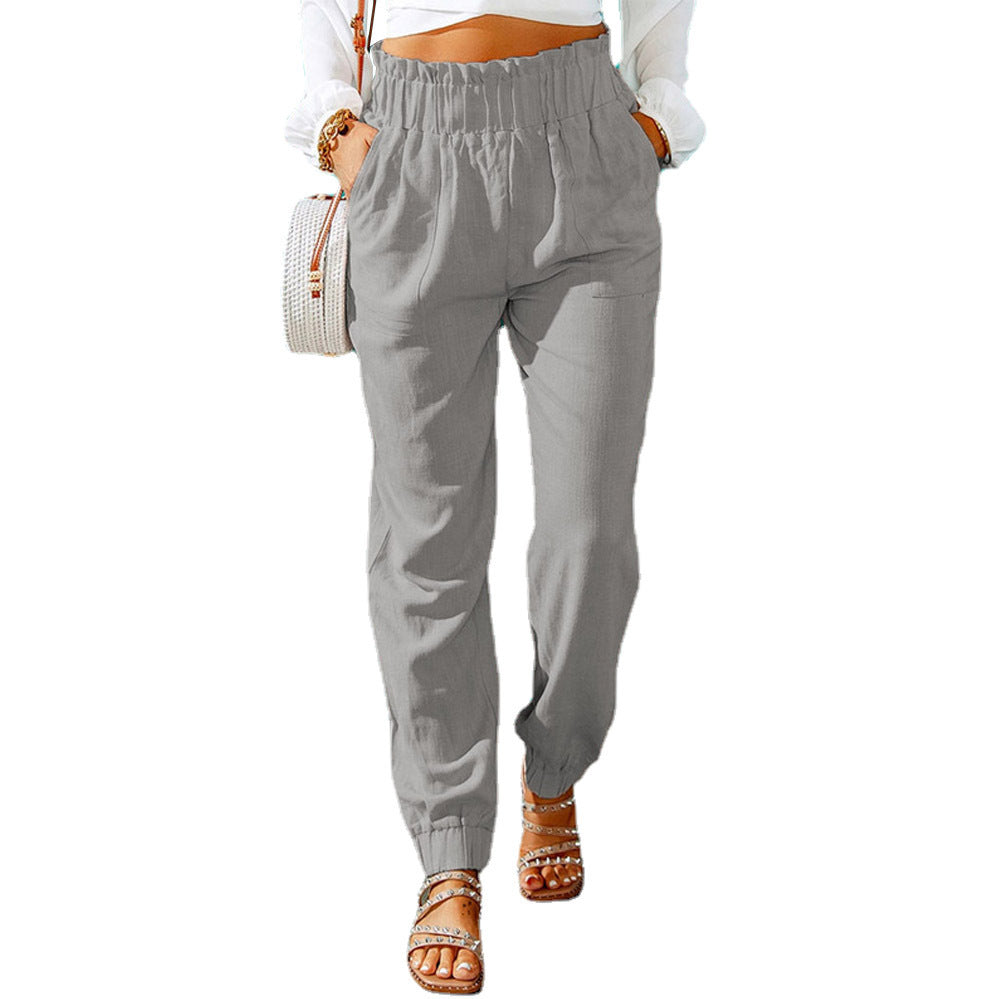 Damen Bequeme und elegante Sommerhose mit elastischem Bund und praktischen Taschen Heidi-Mode