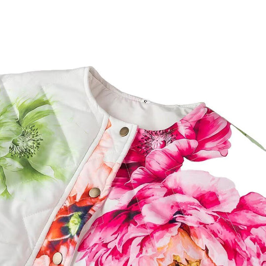Damen Steppjacke mit floralen Mustern und elastischem Bund Heidi-Mode